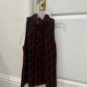 Milly Black and Red Geometric Sleeveless Blouse